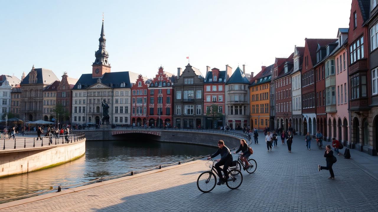 University campus scene in Europe