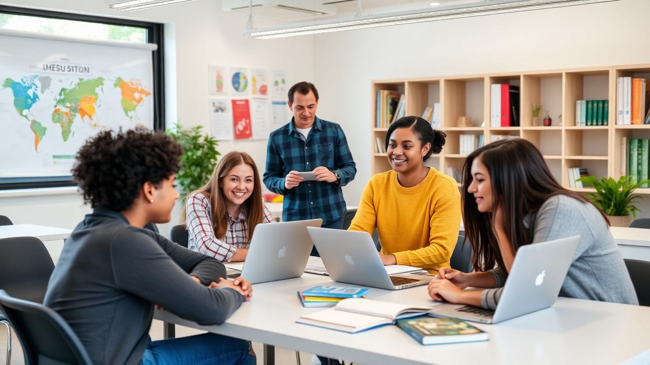 Students in a language class preparing for university study